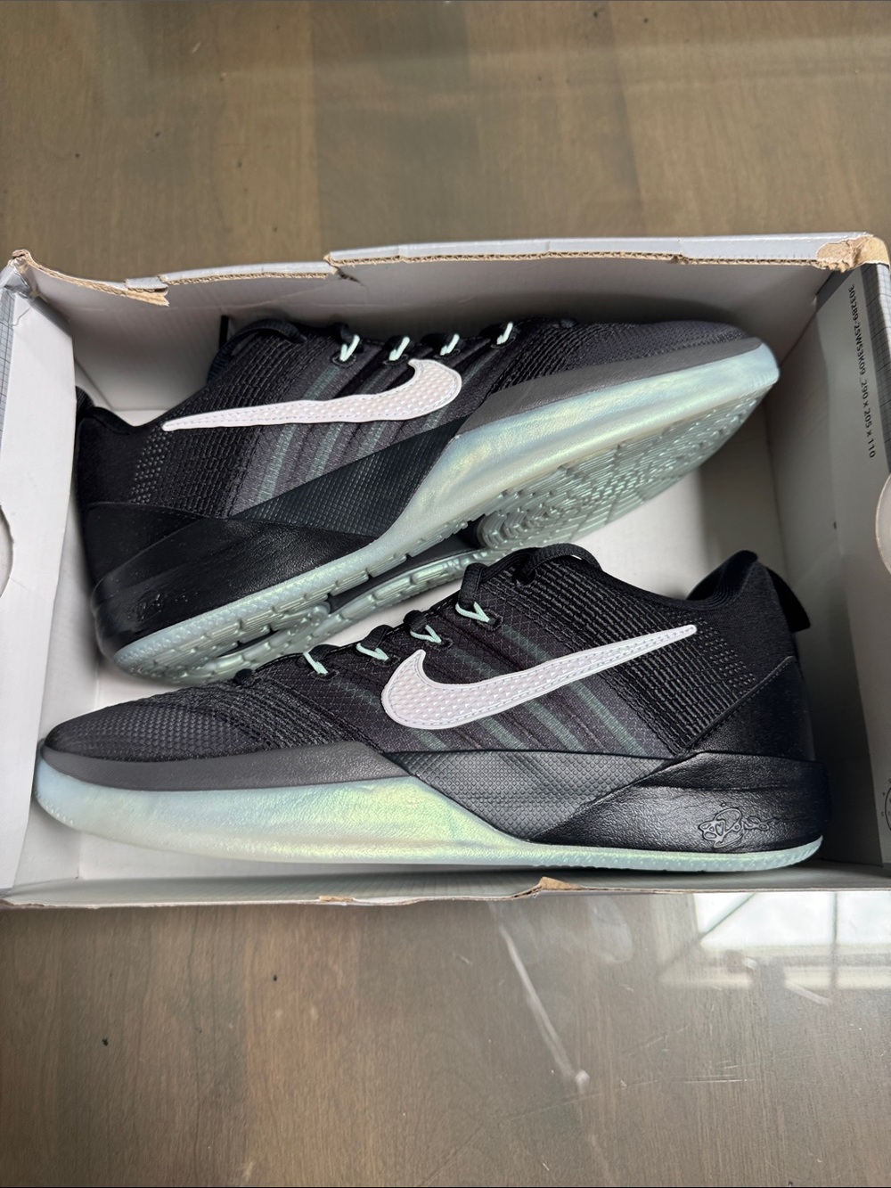Nike Youth size 7 Black Sabrina Basketball Shoes with Icy Mint Sole
